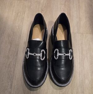 Elegant Black Bling Loafers with Silver Detailing